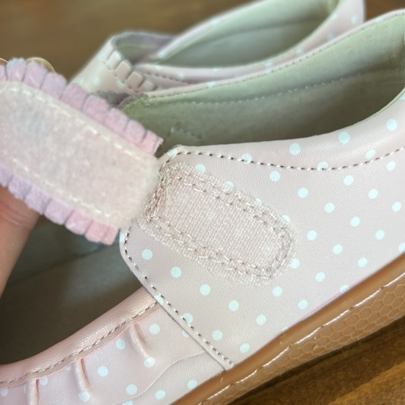 Livie & Luca Pink and White Dress Shoes with Ruffle Trim - Picture 3 of 5